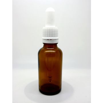 Skleněná lahvička s bílým kapátkem, 30 ml