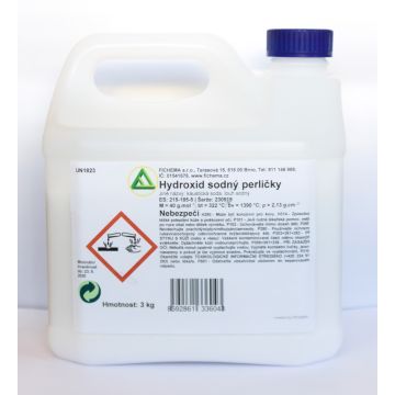 Hydroxid sodný / louh - mikroperličky 3 kg, NaOH, 99 %, CAS 1310-73-2