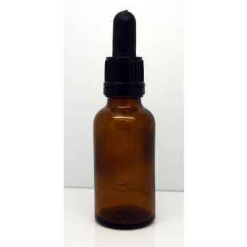 Skleněná lahvička s černým kapátkem, 30 ml