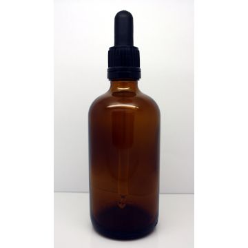 Skleněná lahvička s černým kapátkem, 100 ml
