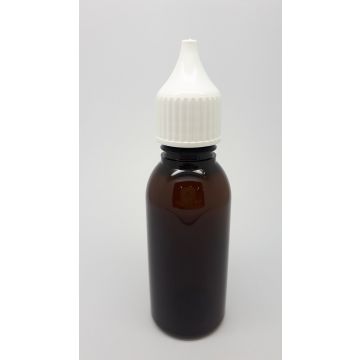 PET lahvička 35 ml s kapátkem, hnědá